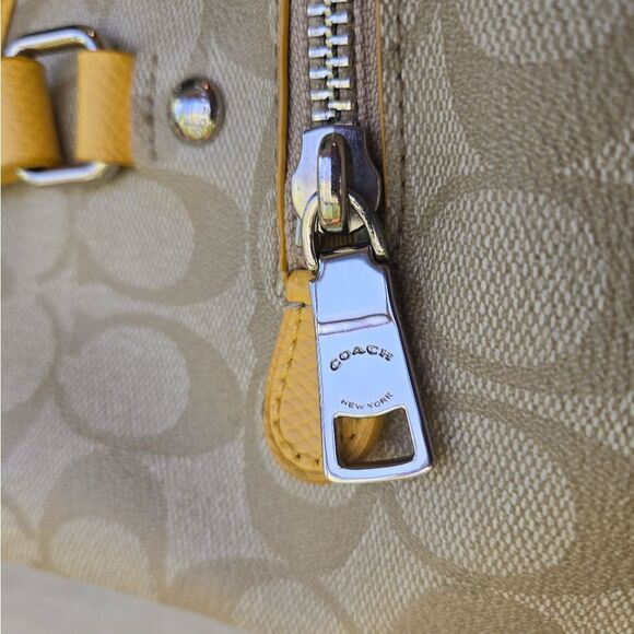 Coach Tan and Yellow Signature Tote - Picture 12 of 14